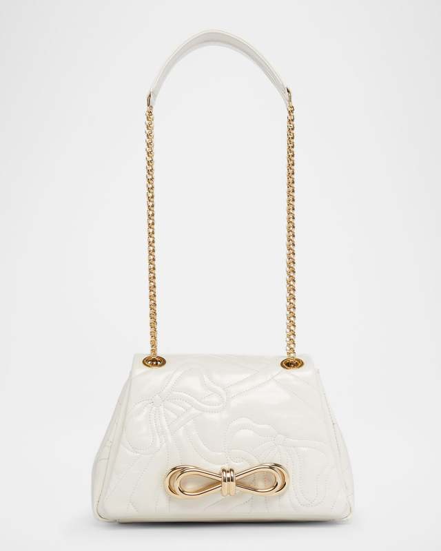 Ribbow Bow Quilted Leather Shoulder Bag